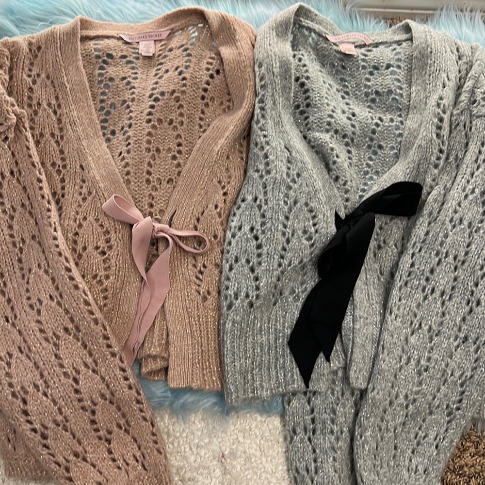 NWOT! 2 VS Knitted Cardigans! Grey and Blush! Size small!